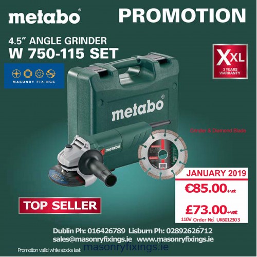 W750-115 Angle Grinder (with Diamond Blade) 110v